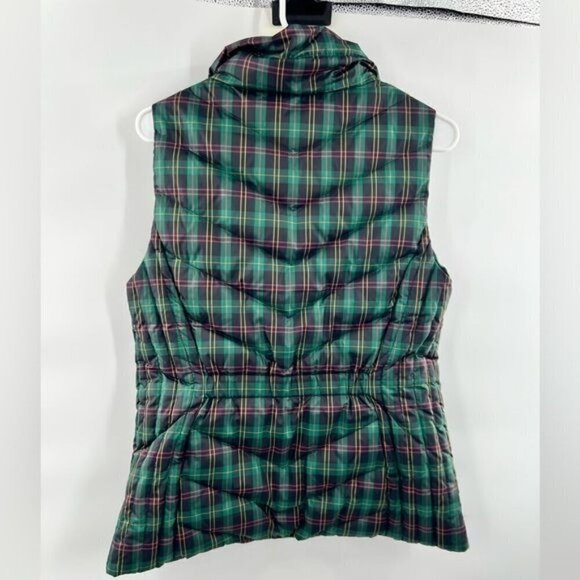 Talbots green tartan sleeveless puffer vest jacket size S womens - Picture 4 of 8